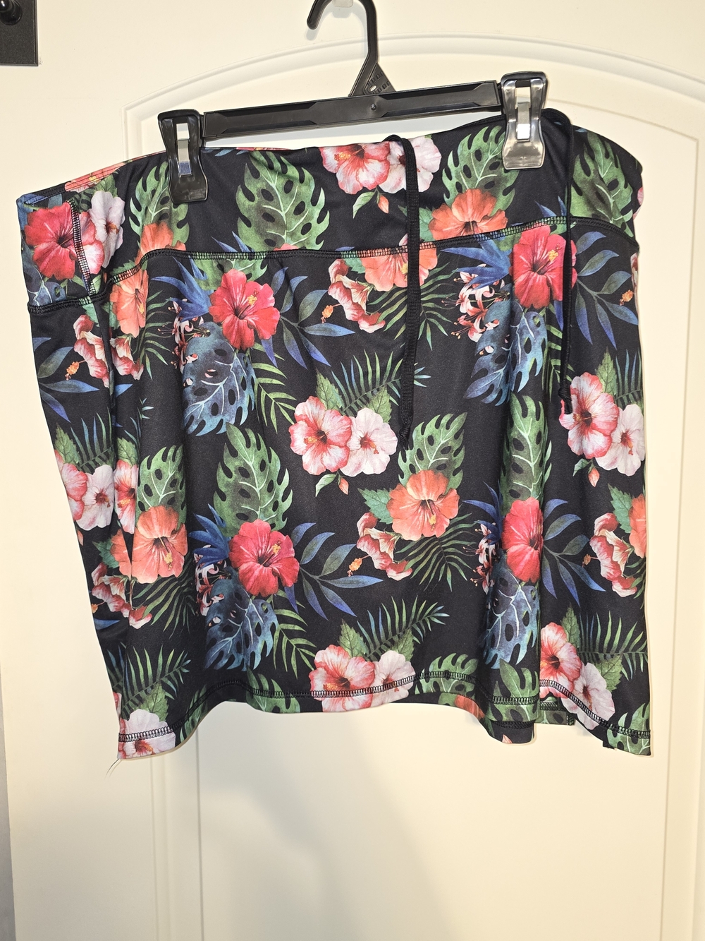 Floral Athletic Skort- Black with Pink & Green Floral Print